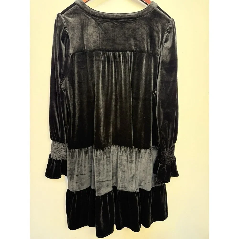 Pomander Place Tuckernuck Velvet Tiered Dress 3x Black Date Night Holiday Party - Picture 2 of 7
